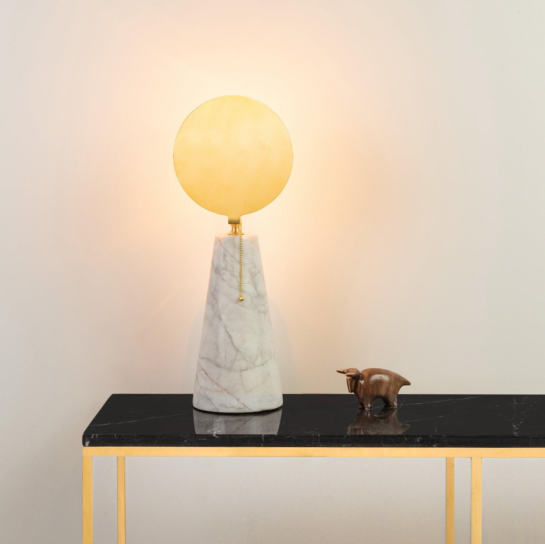 Sun Carrara Marble Table Lamp With Bronze