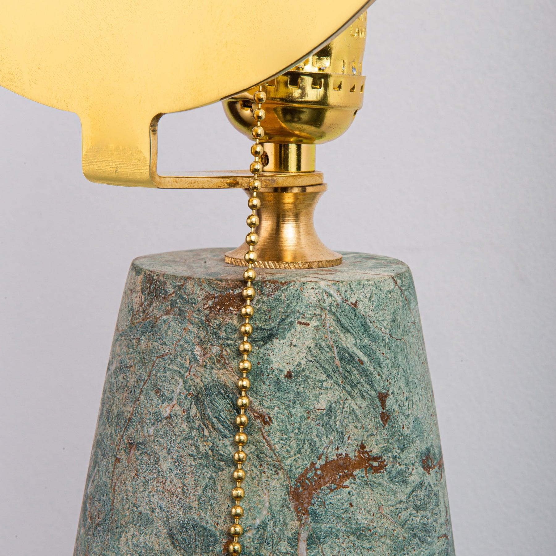 Sun Green Marble Table Lamp With Bronze Top