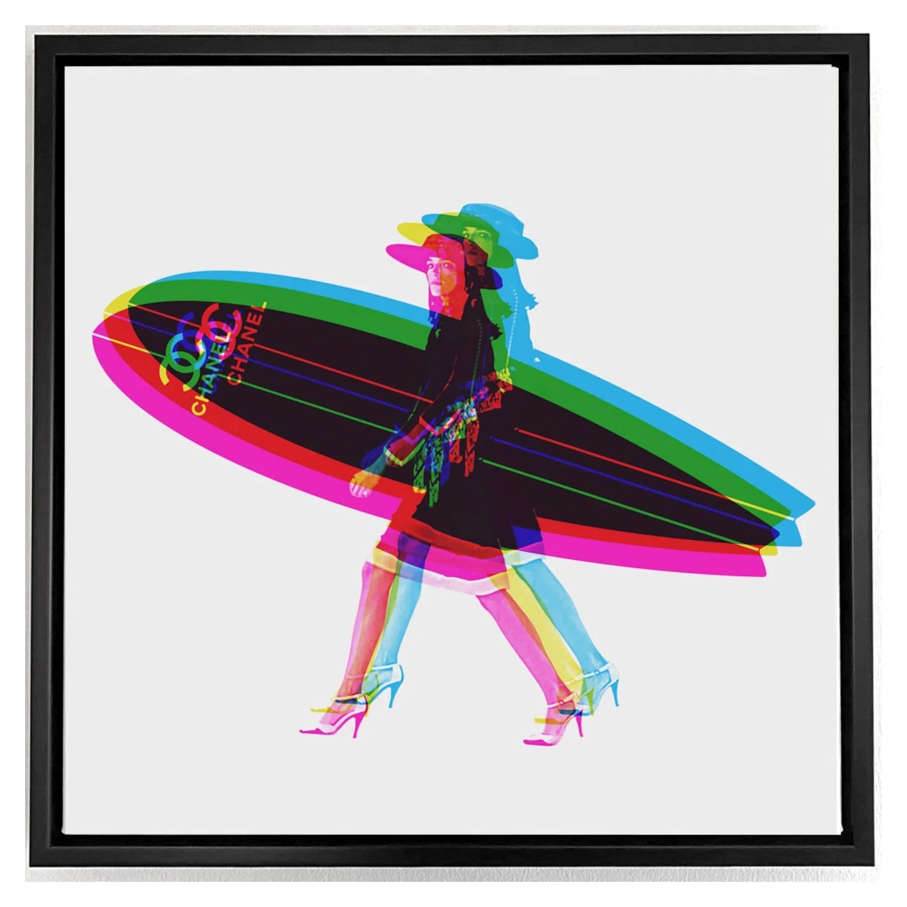 Surf Girl CMYK Print on Canvas, Vintage Arabia Pop Art Dubai