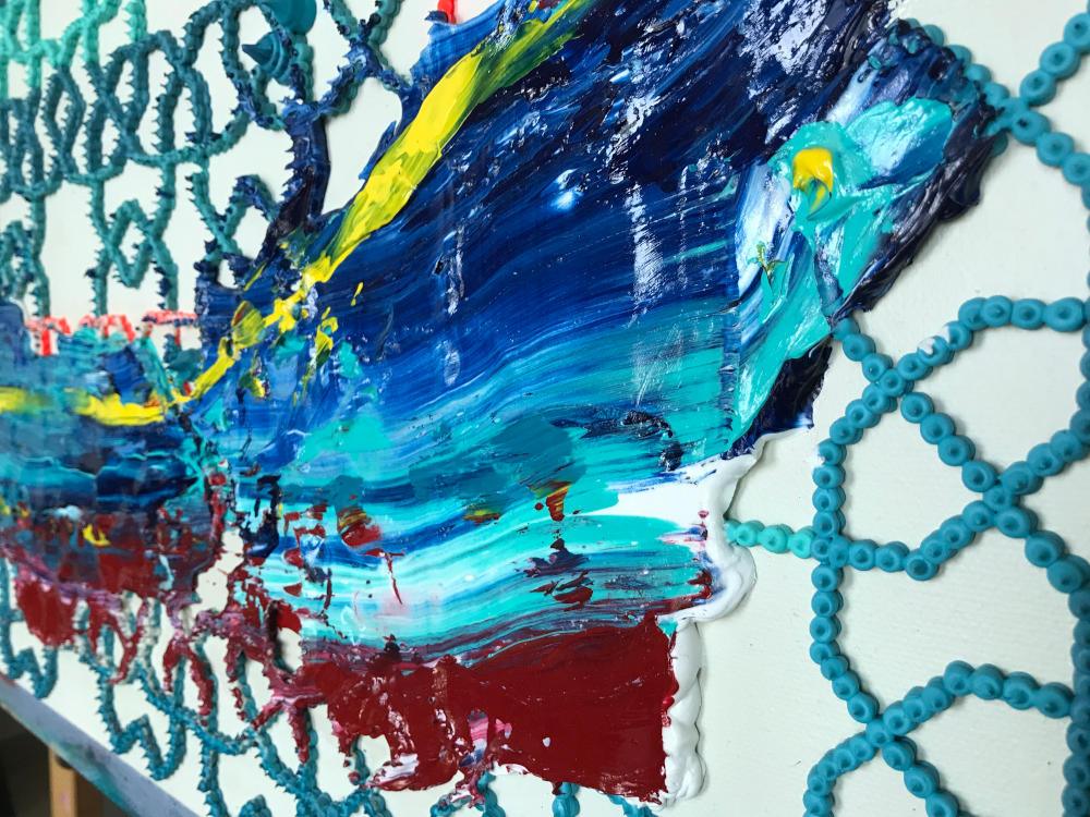 The Wave Mixed Media On Canvas Artwork - Islamic Decorative Wall Art By Farnaz Faridfar in Dubai