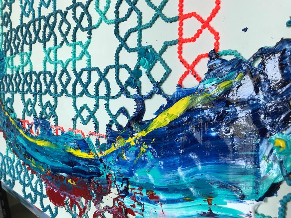 The Wave Mixed Media On Canvas Artwork - Islamic Decorative Wall Art By Farnaz Faridfar in Dubai