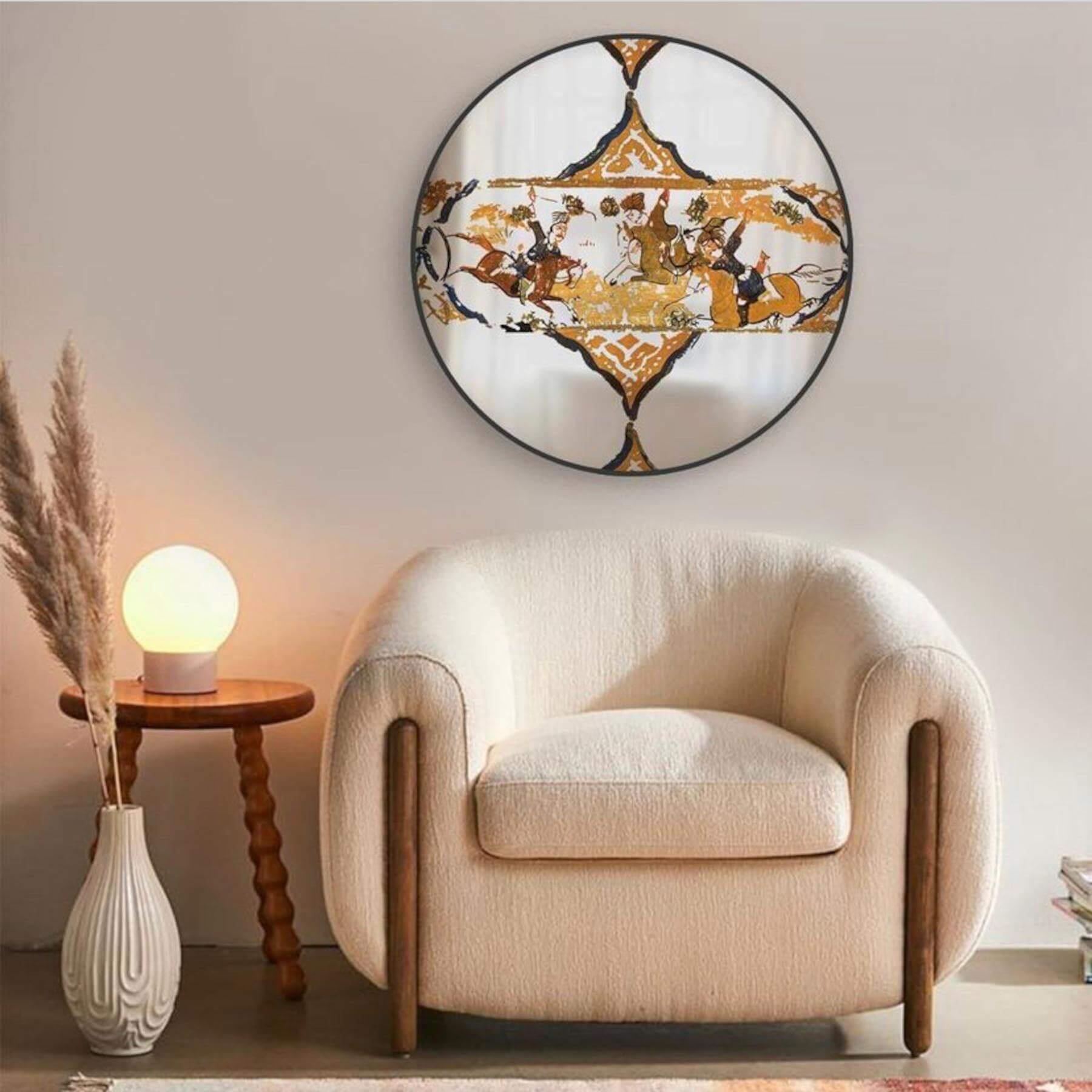 1001 Nights Decorative Round Mirror - Wall Mounted Painted Mirrors in Metal Frame in Dubai