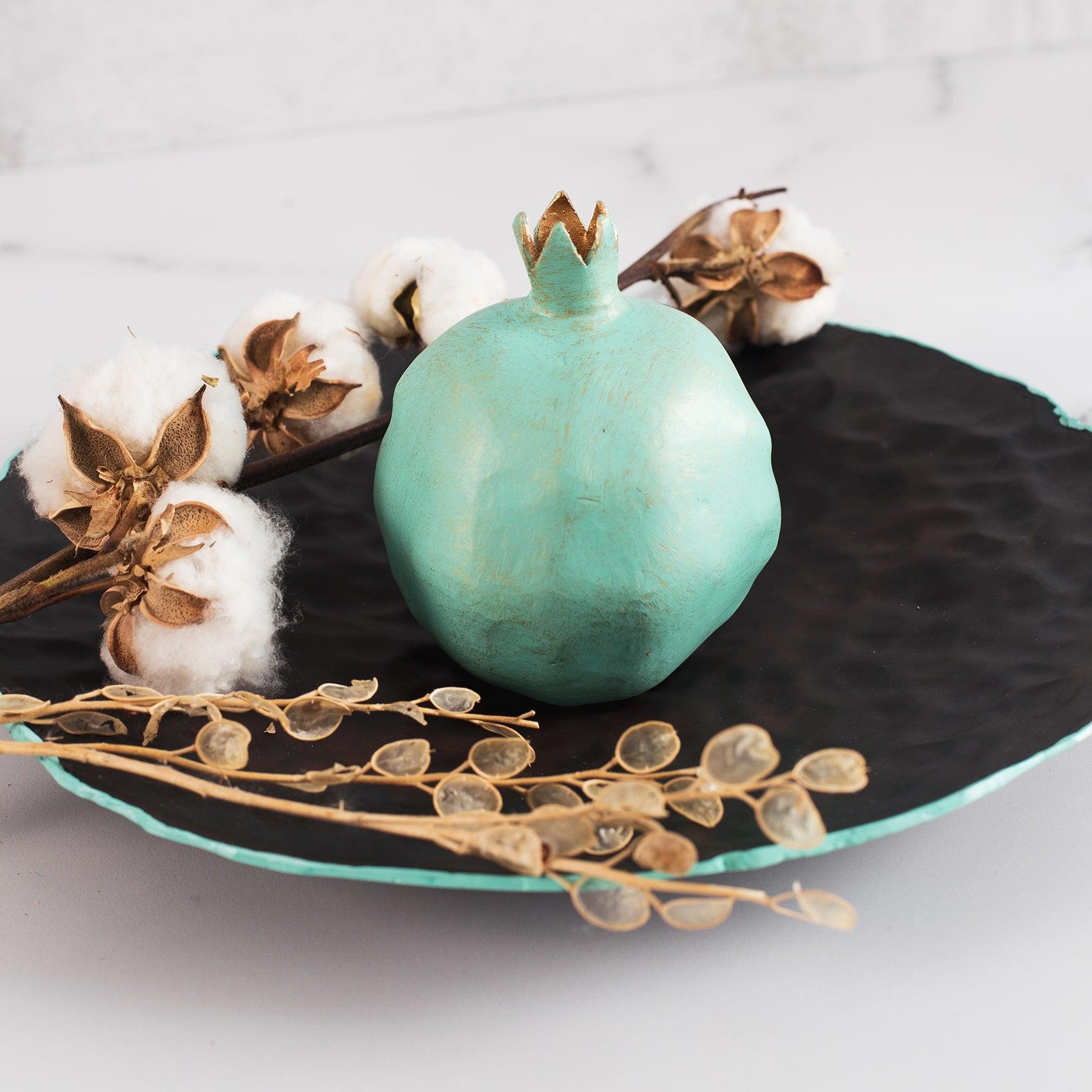 Turquoise Metal Pomegranate Decor - Tabletop Accessories, Tableware & Home Decor in Dubai