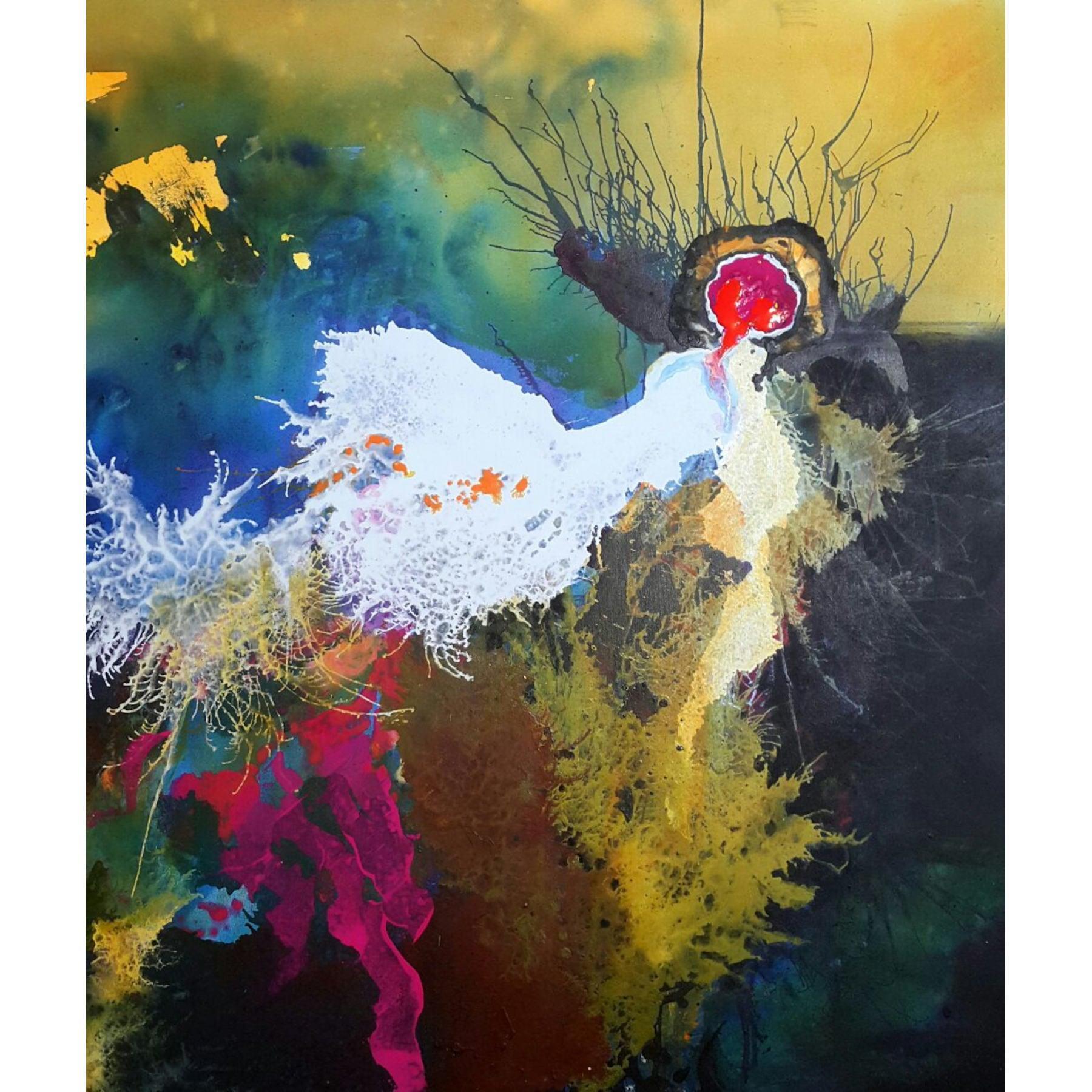 Mixed Media Painting - Acrylic & Ink on Canvas Art By Narges Maleki Dubai