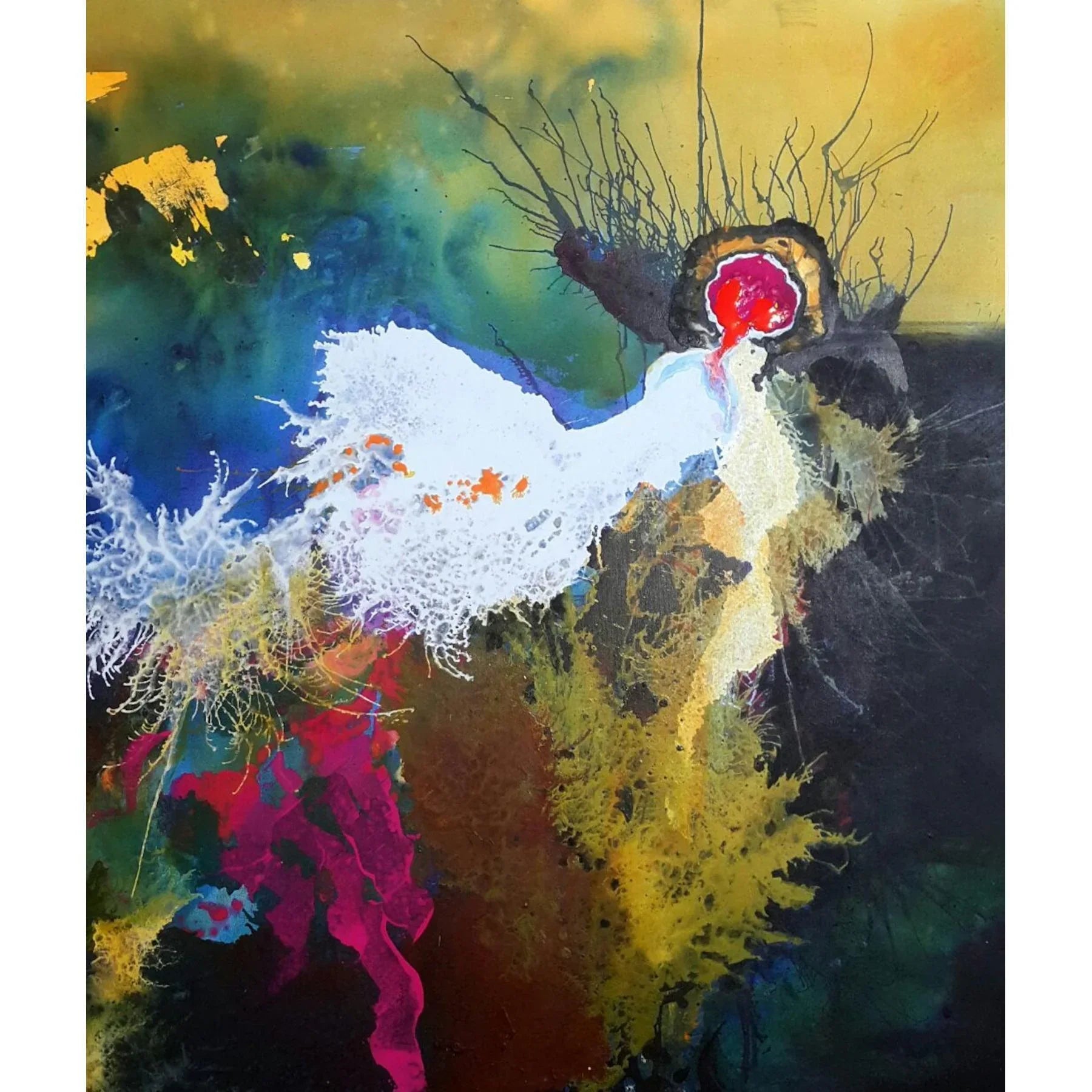 Mixed Media Painting - Acrylic & Ink on Canvas Art By Narges Maleki Dubai