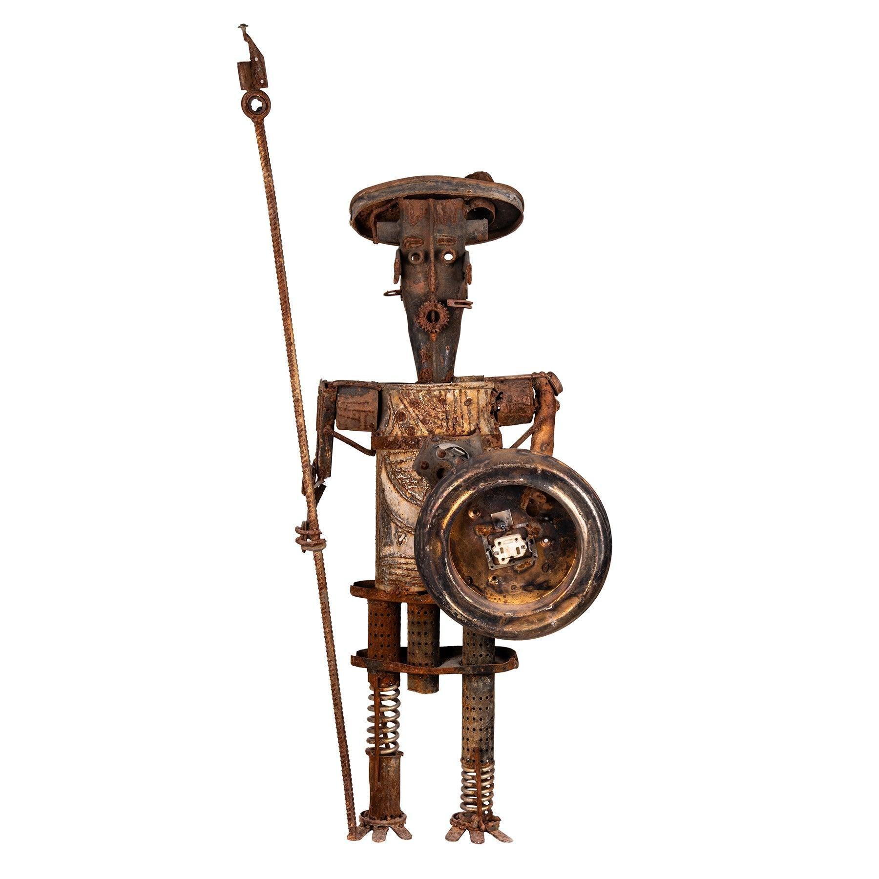 Warrior Recycled Metal Sculpture, Contemporary Scrap Metal Statues & Artworks