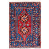 Blue Zabol Medallion Persian Carpet 100x147 - Authentic Oriental Wool Rugs in Dubai