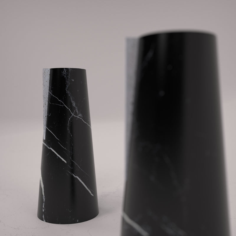 Black Marquina Marble Vase - Italian Designer Travertine Furniture & Decor