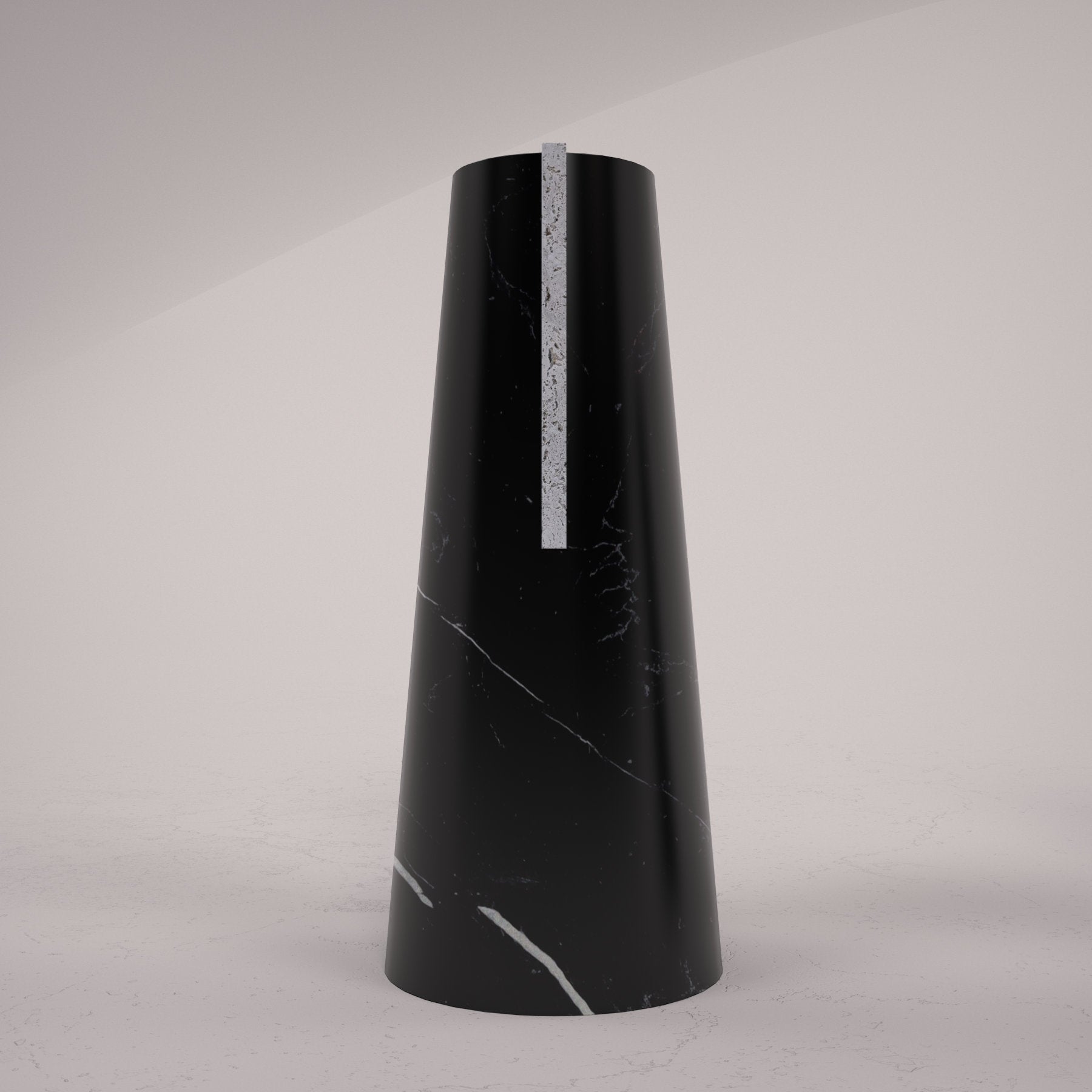 Black Marquina Marble Vase - Italian Designer Travertine Furniture & Decor