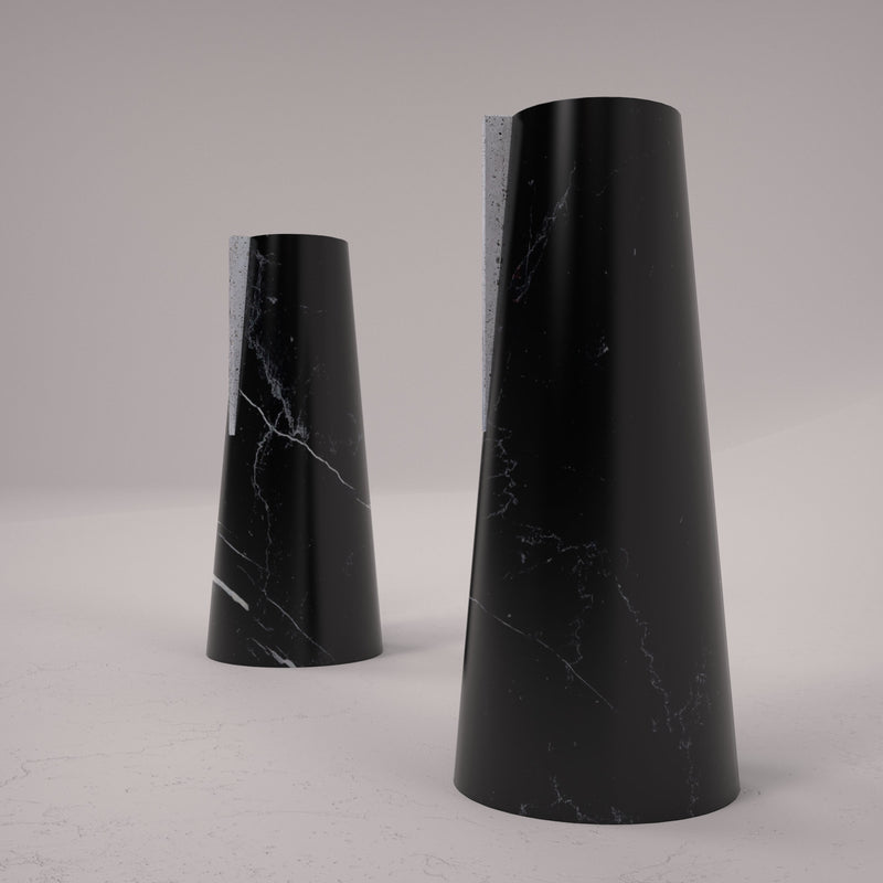 Black Marquina Marble Vase - Italian Designer Travertine Furniture & Decor