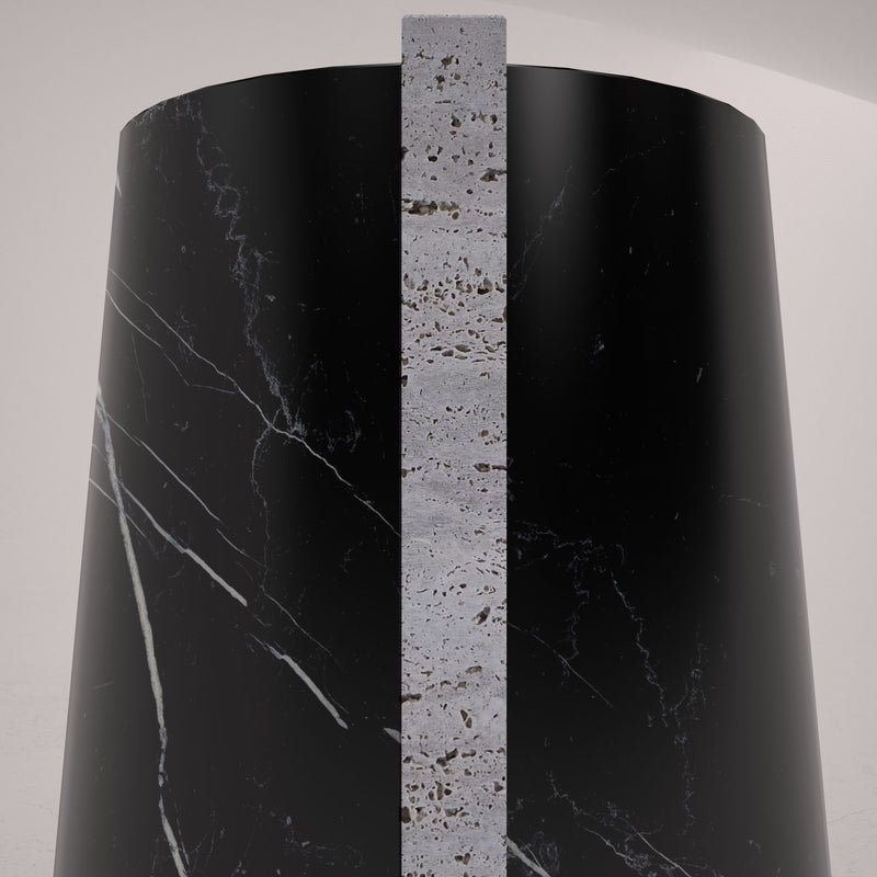 Black Marquina Marble Vase - Italian Designer Travertine Furniture & Decor