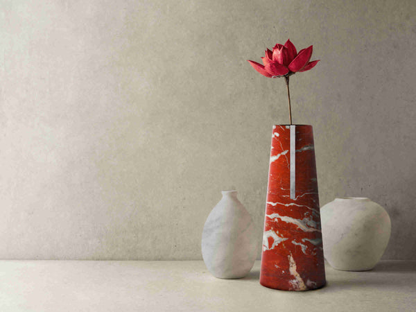 Rosso Francia Marble Vase - Red Marble Italian Designer Furniture & Decor