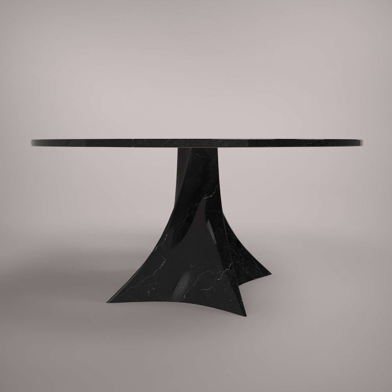 Round Black Marquina Marble Table, Modern Italian Marble Designer Furniture