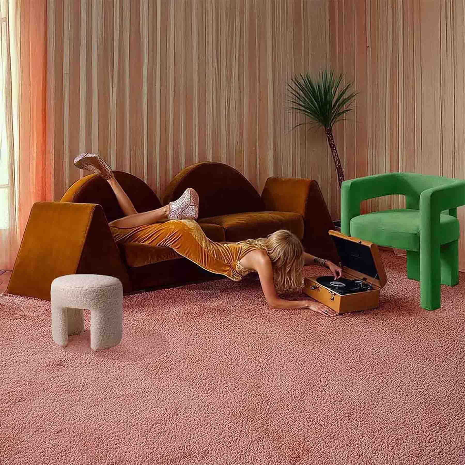 Brown Velvet Sofa, Bold Contemporary Designer Furniture
