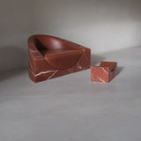 Red Marble Armchair With Padded Leather, Designer Furniture & Decor