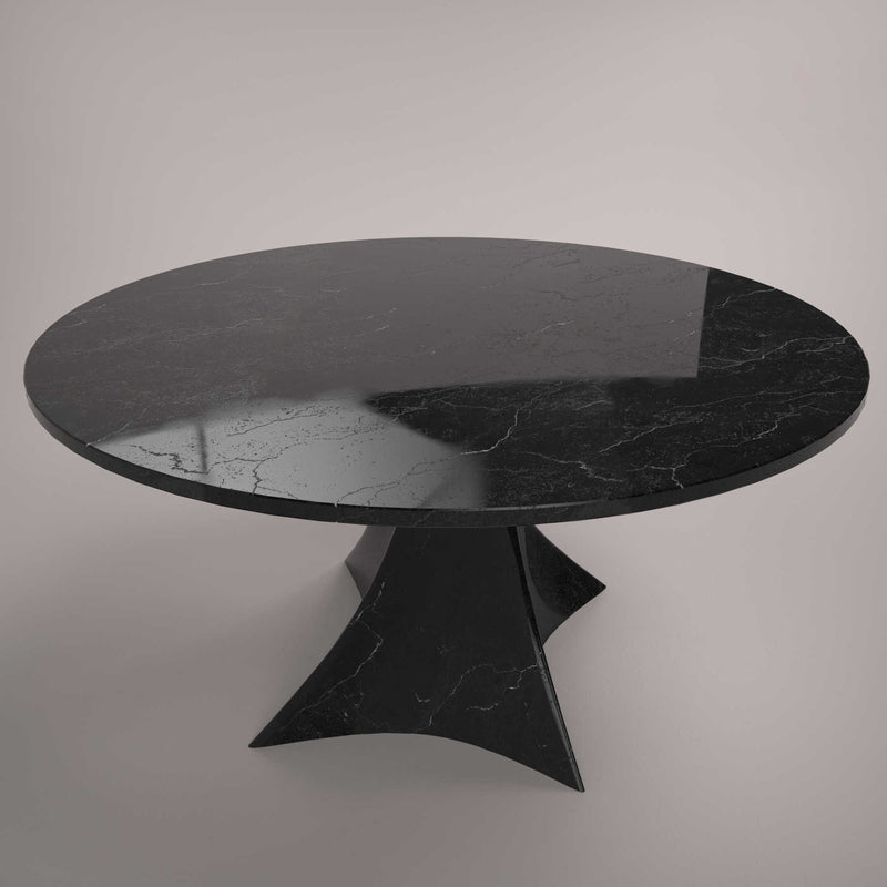 Round Black Marquina Marble Table, Modern Italian Marble Designer Furniture