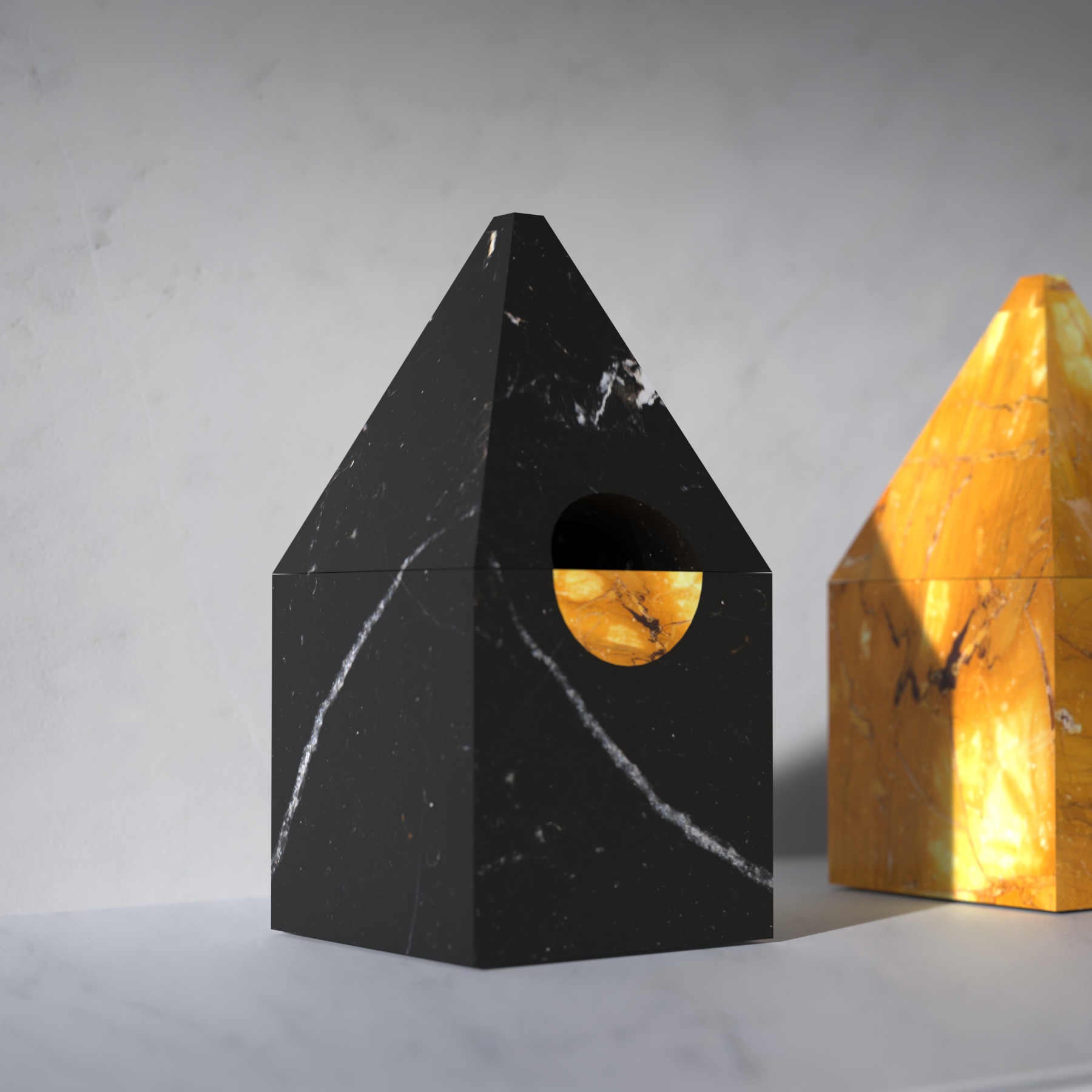 Black Marquina Marble Jewelry Chest, Italian Designer Furniture & Decor