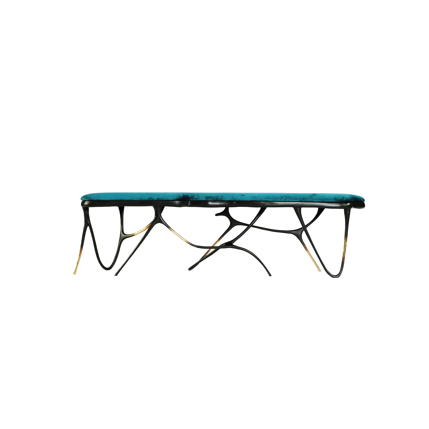 Blackened Upholstered Brass Bench, Designer Furniture in Dubai