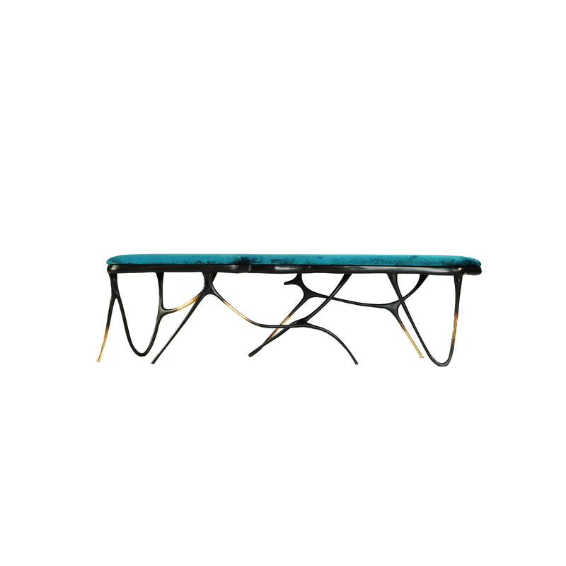 Blackened Upholstered Brass Bench, Designer Furniture in Dubai