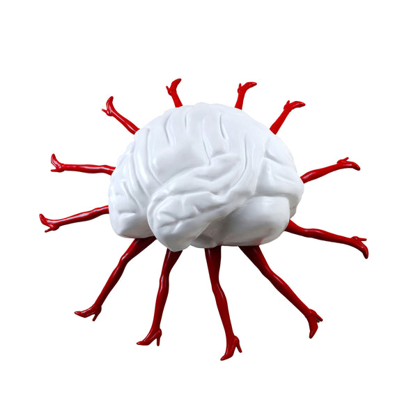 Red & White Fiberglass Sculpture – Brain, Legs, Heart Anatomy Art Pieces in Dubai