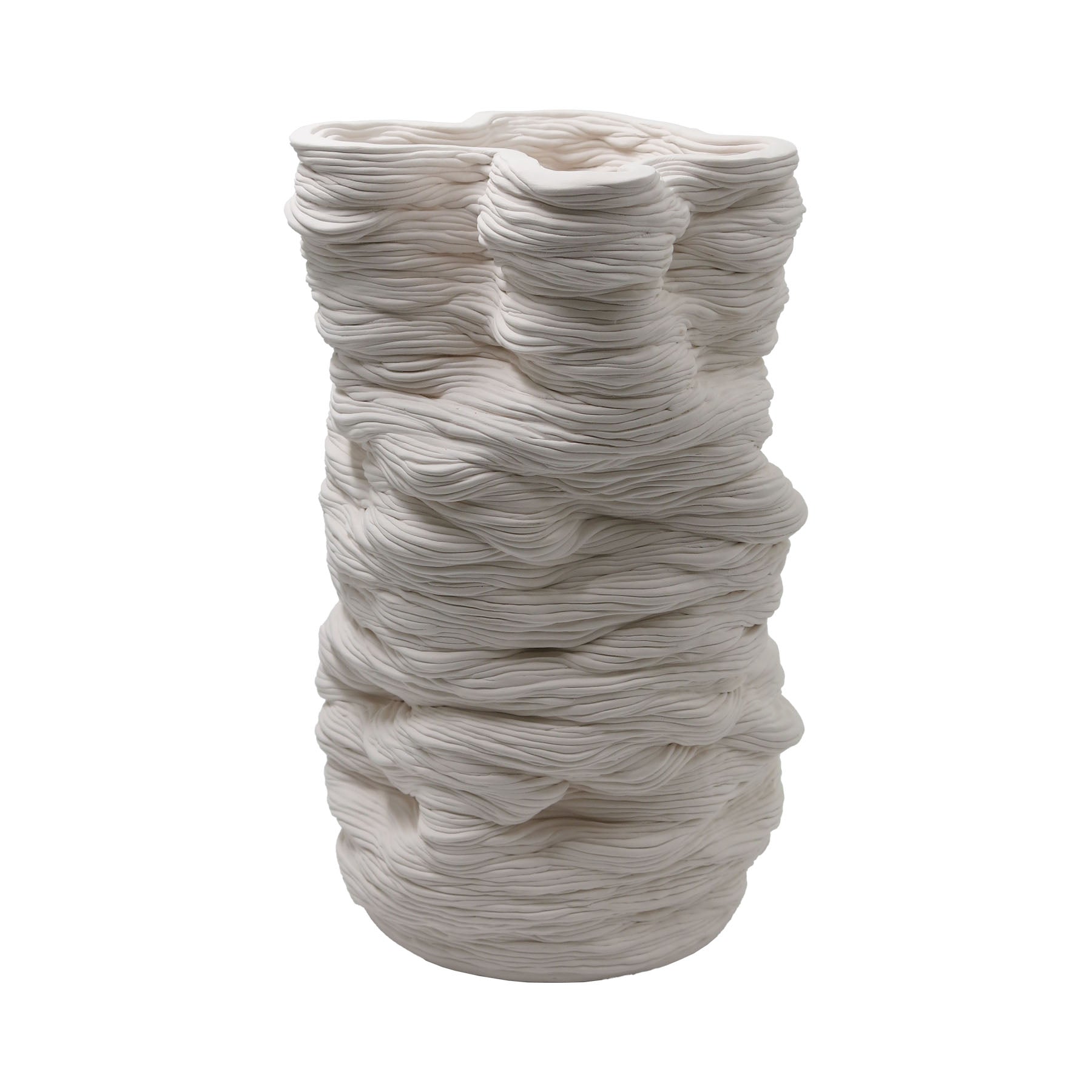 Decorative Ceramic Sculpture Vase, Coil Technique