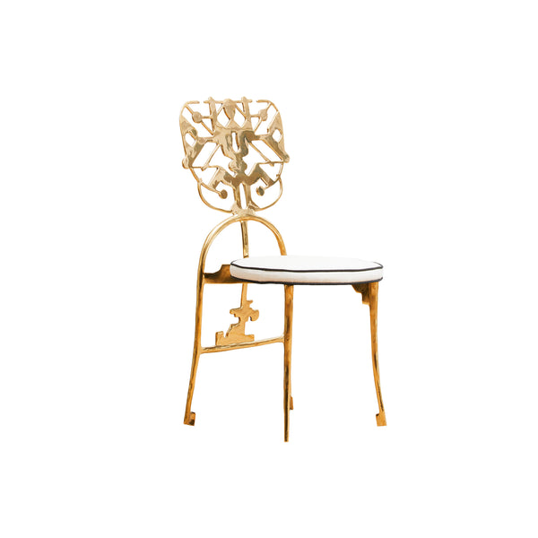 Golden Key Brass Dining Chair, Designer Furniture in Dubai