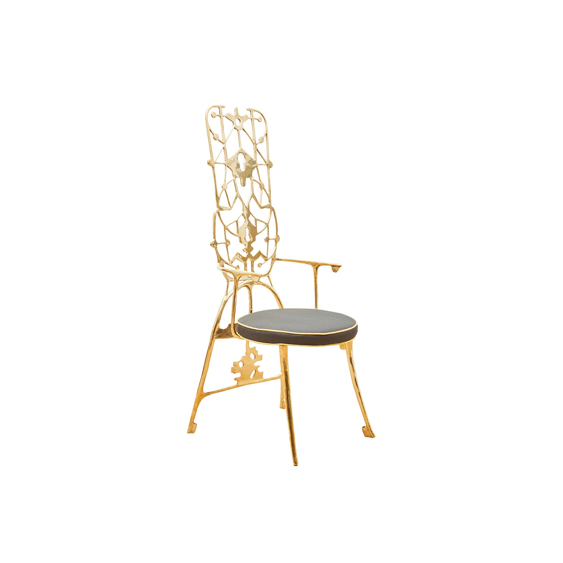 Golden Key High Back Brass Armchair