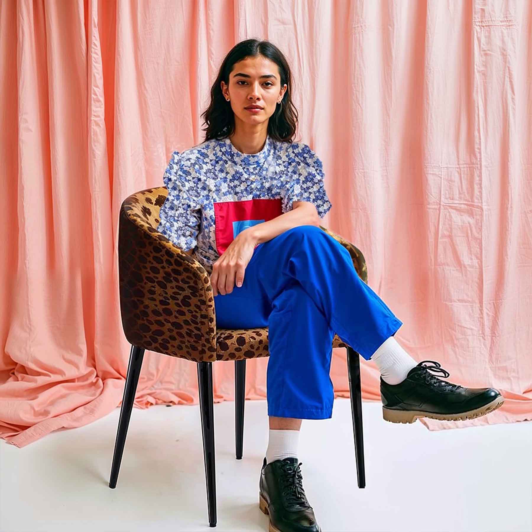 Leopard Furry Velvet Dining Chair with Black Legs