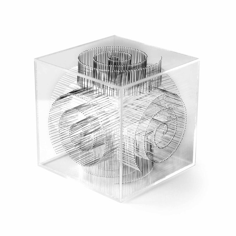 Memory Mixed Media Cubic Pins Sculpture by Diana Beltran