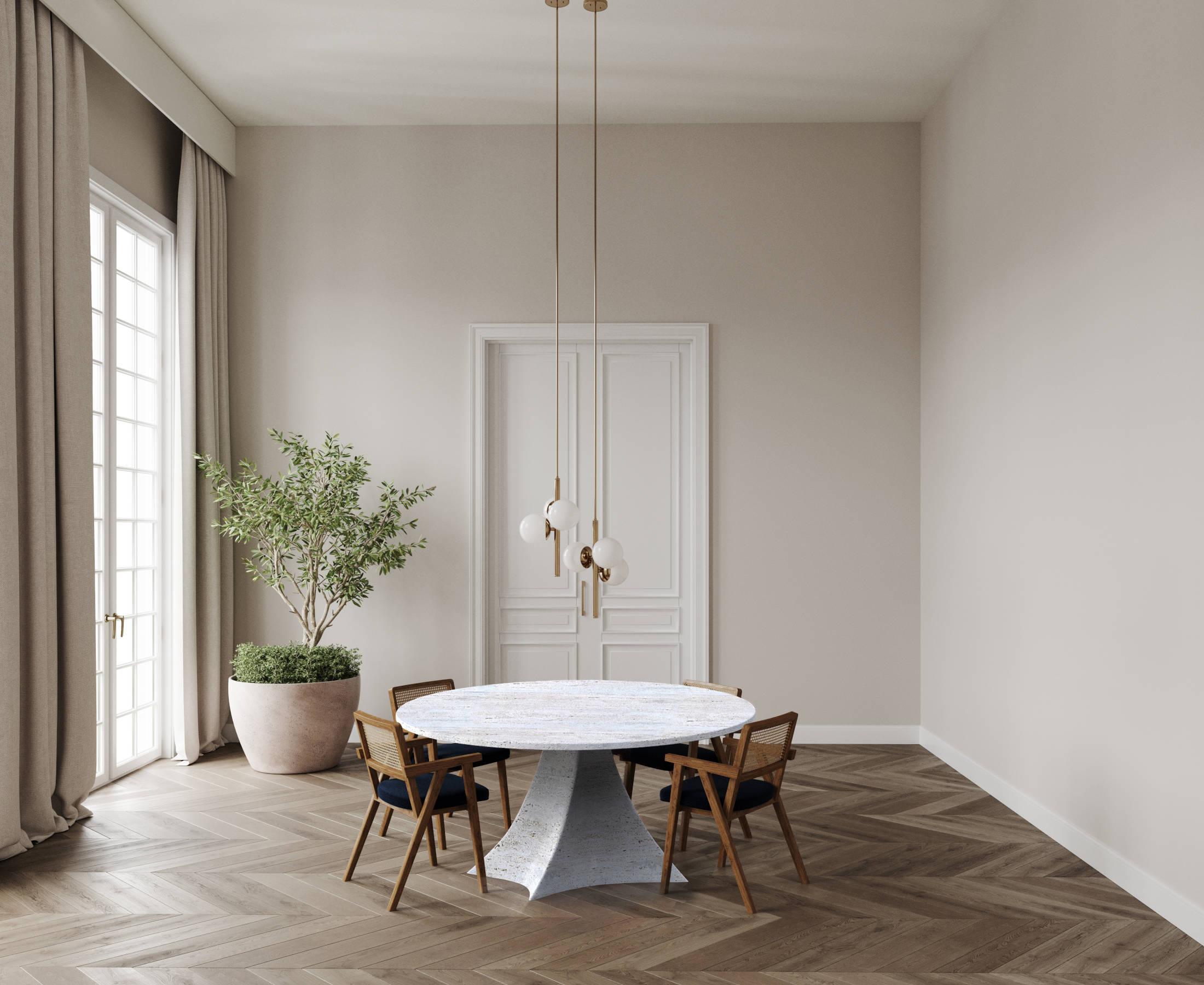 Round Travertine Table - Modern Italian Marble Designer Furniture
