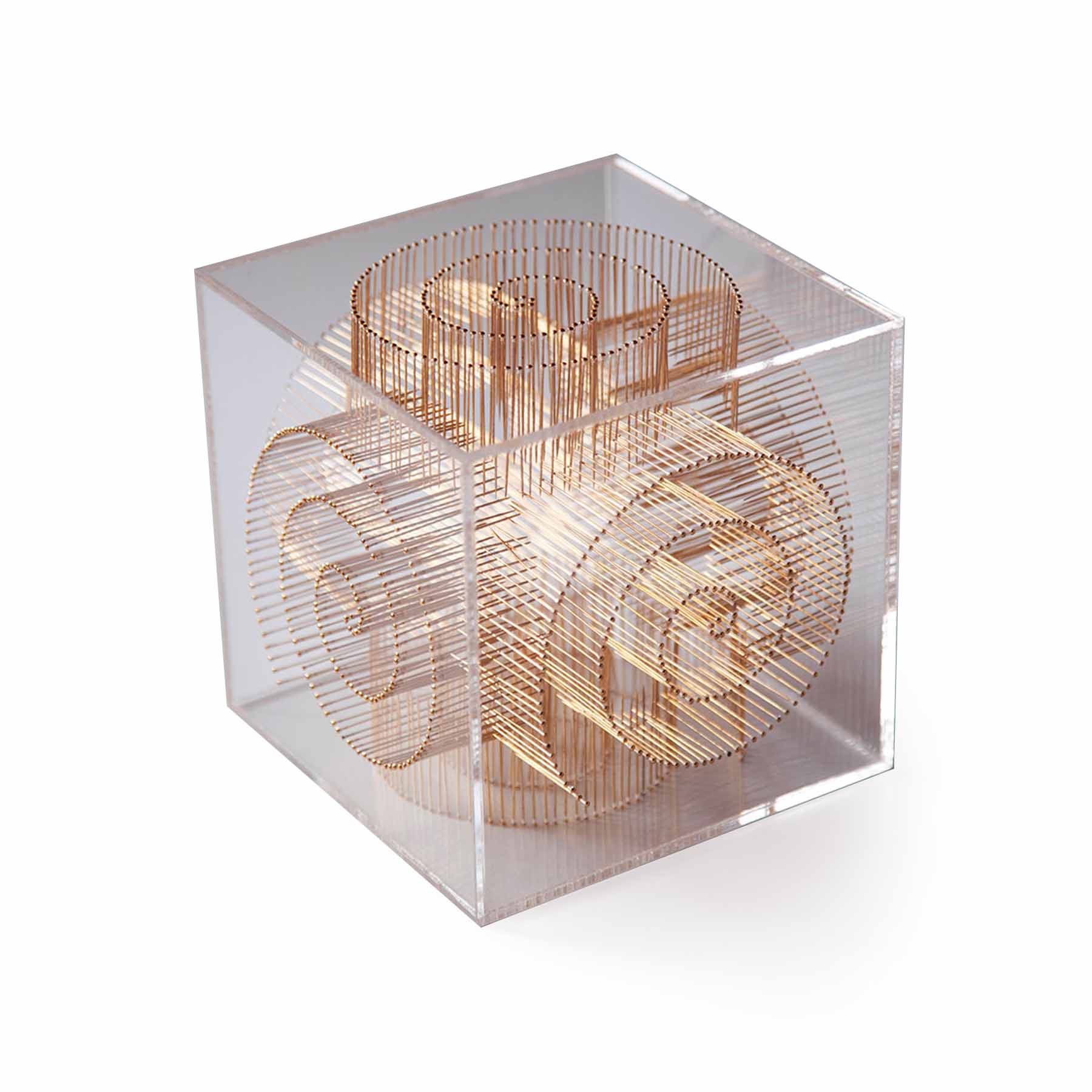 Memory Mixed Media Cubic Pins Sculpture by Diana Beltran