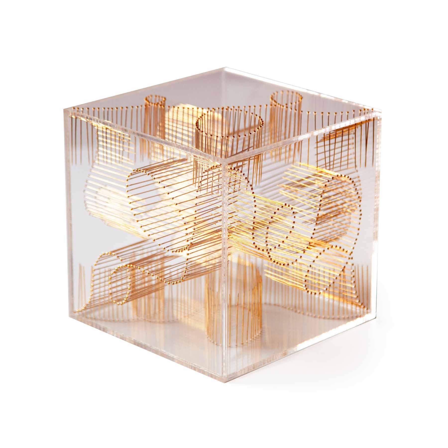 Intuition Mixed Media Cubic Pins Sculpture by Diana Beltran
