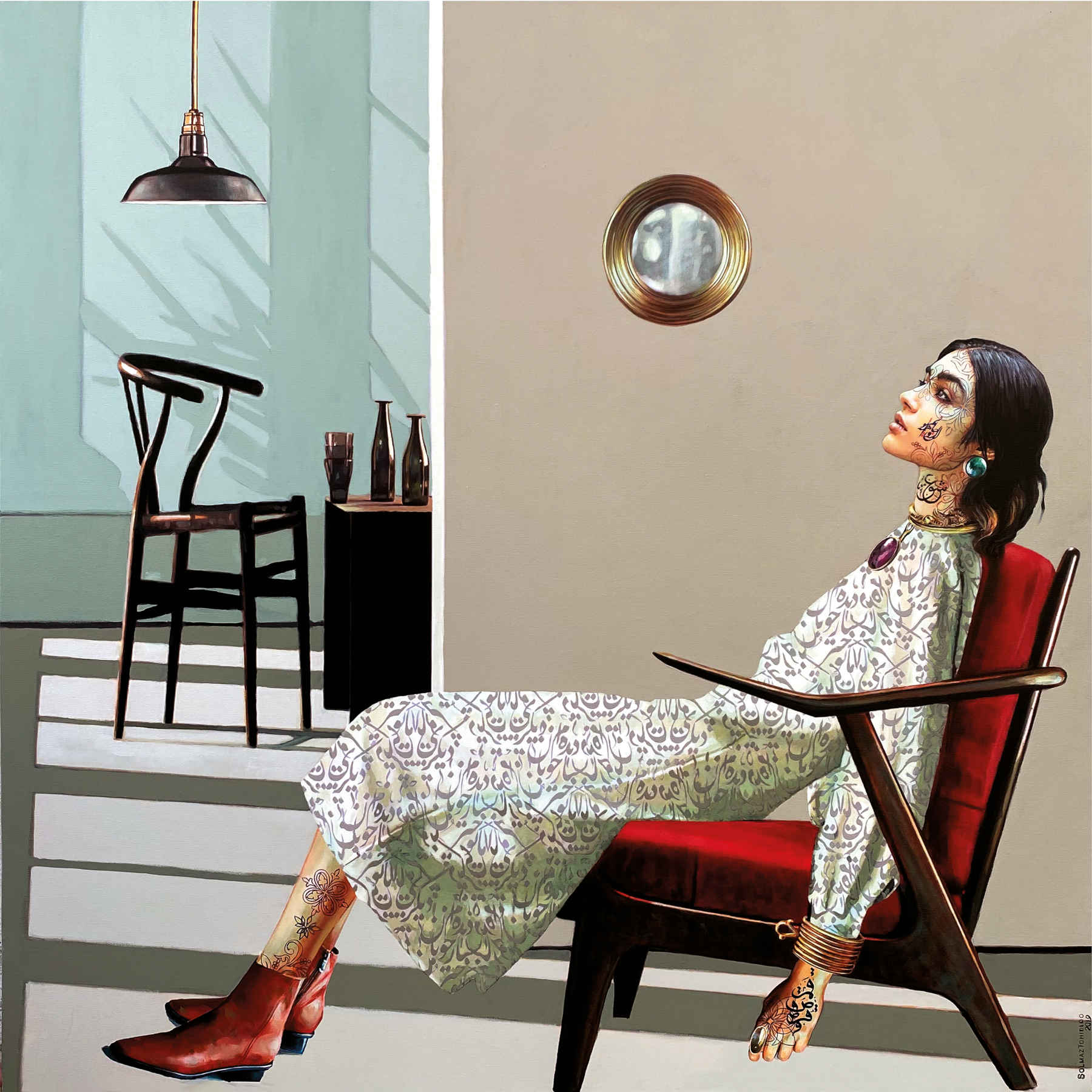 Calligraphic Acrylic on Canvas Painting By Solmaz Tohidloo in Dubai