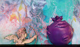 Ahlam Purple Pomegranate Sculpture, Corporate Gifts Resin Art Dubai