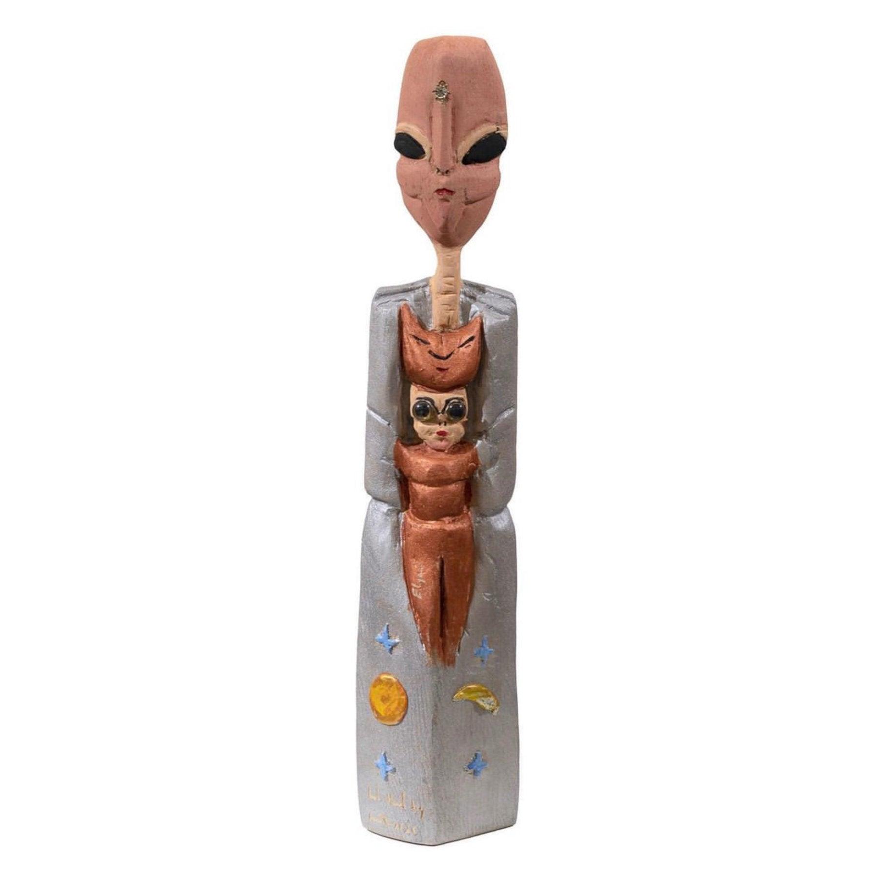Alien Wood Sculpture - Contemporary Wooden Statues & Artworks By Amir Kamand in Dubai