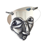 Sculpted Painted Decorative Wall Mirror, Artistic Handmade Wall Mounted Art