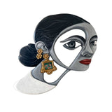 Sculpted Painted Decorative Wall Mirror, Artistic Handmade Wall Mounted Art