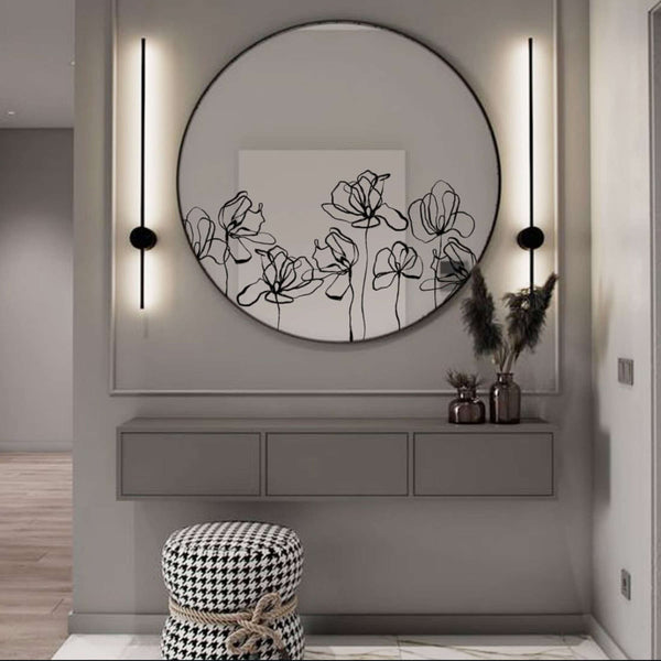 Bloom Decorative Round Mirror, Wall Mounted Painted Mirrors in Metal Frame in Dubai