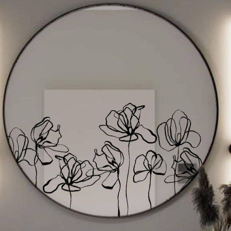 Bloom Decorative Round Mirror, Wall Mounted Painted Mirrors in Metal Frame in Dubai