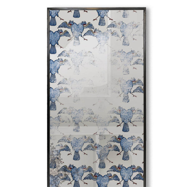Blue Bird Decorative Wall Mirror - Wall Mounted Painted Mirror in Metal Frame Dubai