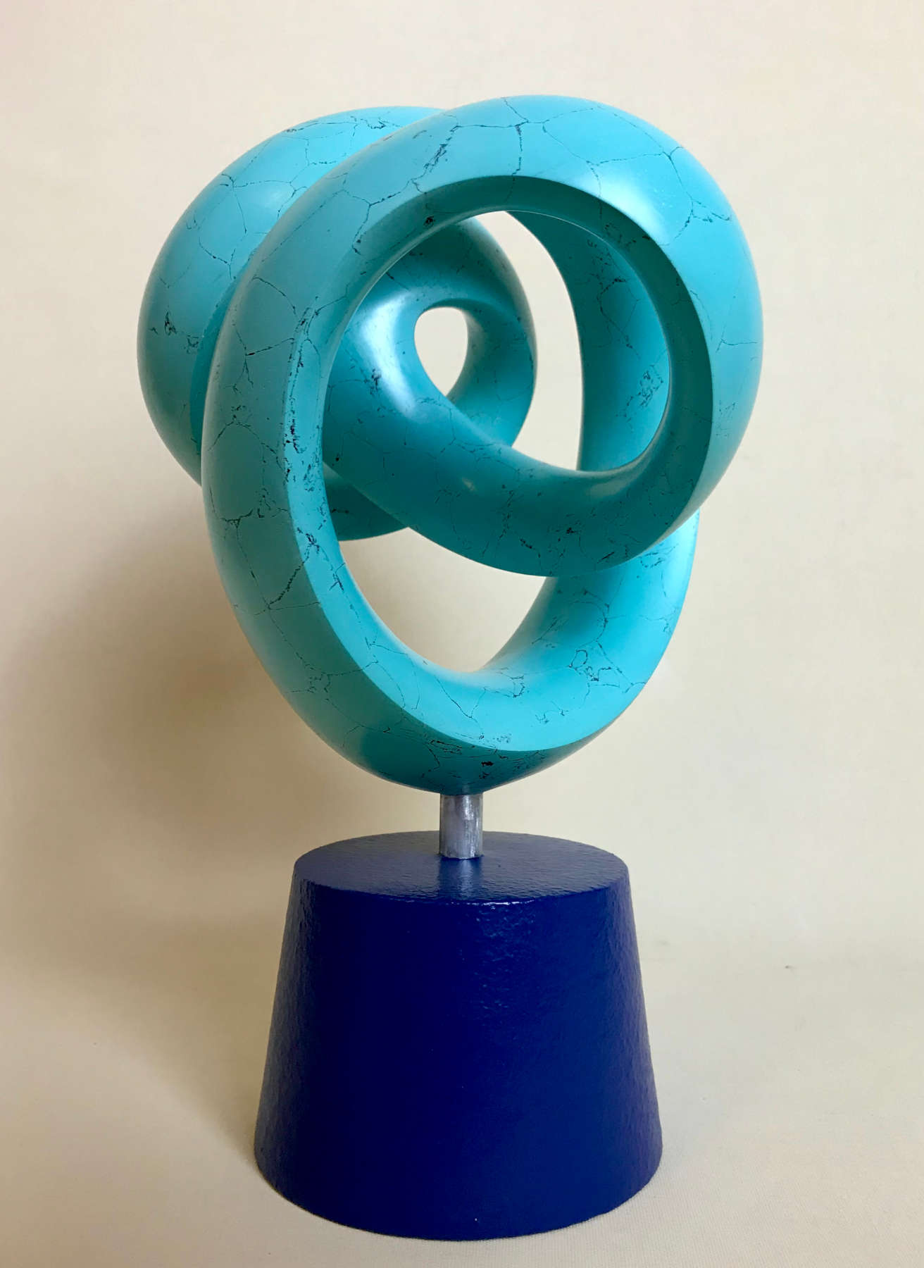 Blue Heart Mixed Media Sculpture, Contemporary Clay Statues By Gabriel Rivera