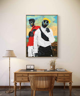 Brotherhood Mixed Media Painting, African Art By Samuel Kayode Toba in Dubai