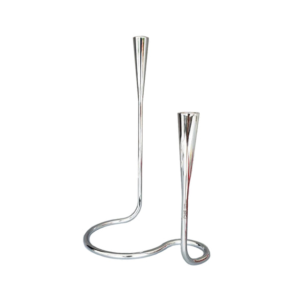 CHE Brass Candle Holder Chrome Plated - Silver Metal Home Decor & Accessories UAE