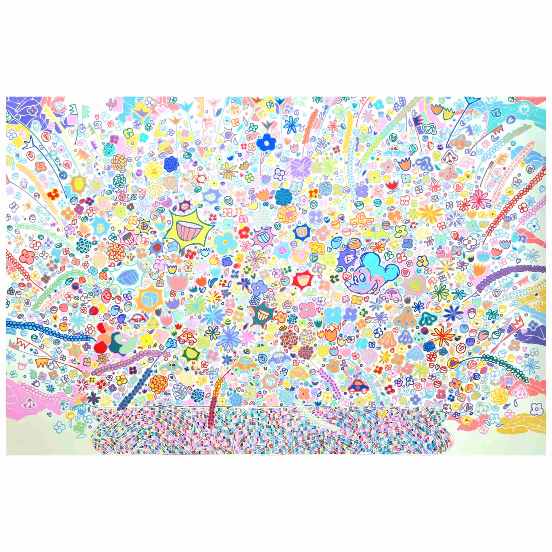 Colorful Mickey Mouse Flowers Acrylic Painting