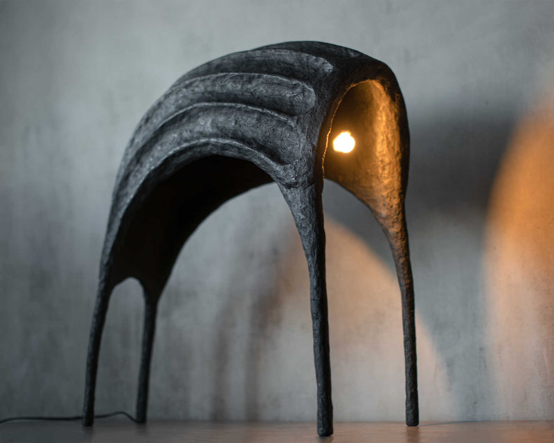 Black Curved Contemporary Floor Lamp,  Organic Bionic Design By Pavel Vishnevsky