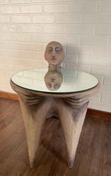 Cradle of Reflection Side Table, Artistic Contemporary Paper Mache Accent Furniture Dubai