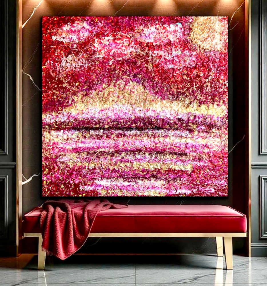 Crimson Radiance Acrylic Painting By Rawia Zantout