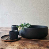 Curved Natural Stone Bowl - Black Stone Tableware & Dining Stoneware