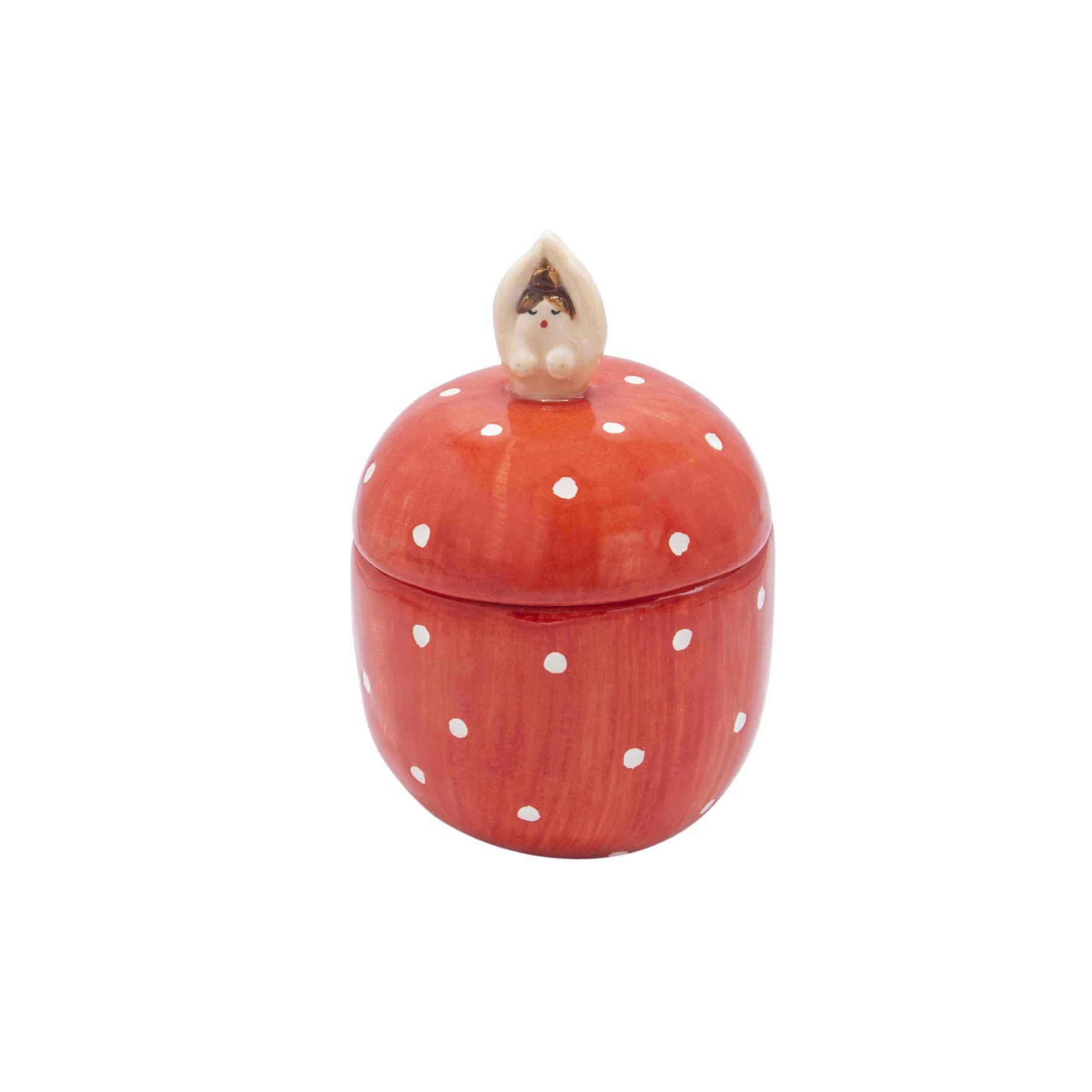 Red Polka Dots Ceramic Jar