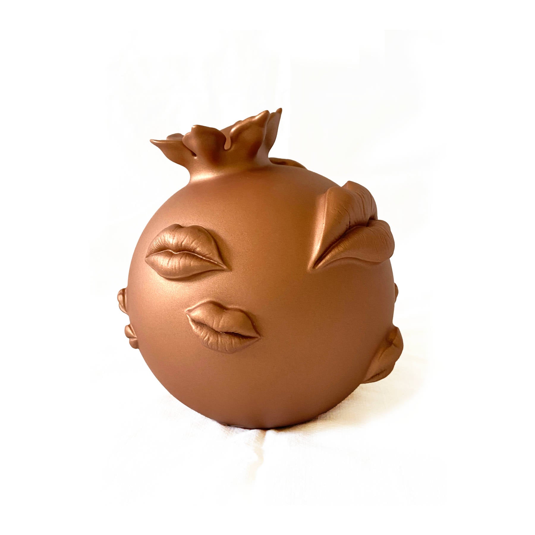 Matte Copper Pomegranate Sculpture, Resin Artworks By Petra Kaltenbach